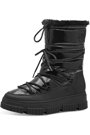 QS by s.Oliver Damen Stiefeletten zum Schnüren Wasserabweisend Vegan, (Black), 39 EU
