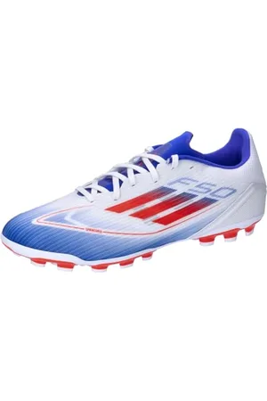 adidas Unisex F50 League Football Boots Artificial Ground Fußballschuhe, Cloud White/solar red/Lucid Blue, 41 1/3 EU