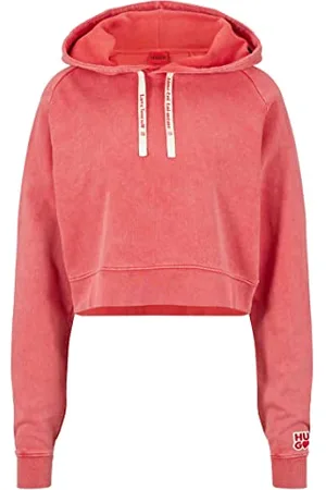 HUGO BOSS Damen Dimalaya Sweatshirt aus Baumwoll-Terry in Cropped-Länge mit Love-Logos L