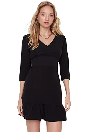 Trendyol Damen Woman Mini Bodycon Crew Neck Woven Dress Kleid, , 38
