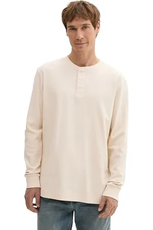 TOM TAILOR Herren Longsleeve Henley mit Struktur, , L
