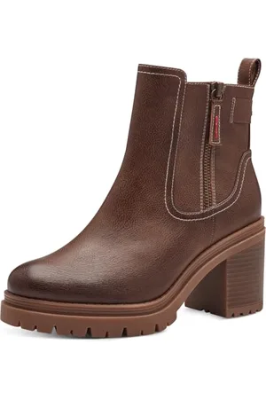 QS by s.Oliver Damen Stiefeletten mit Absatz mit Reißverschluss Vegan, Braun , 41 EU