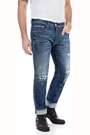 Replay Herren Jeans Grover Straight-Fit Bio, (Blau), 28W / 32L