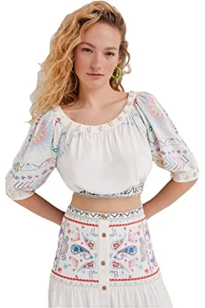 Desigual Womens Boho Bluse, White, M