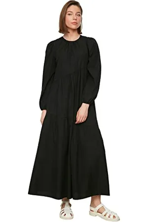 Trendyol Damen Shrew Detailed Round Collar Poplar Away Dress, , 34 EU