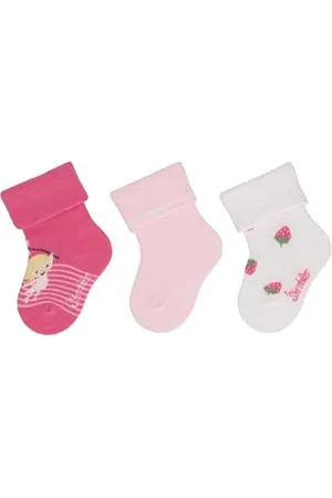 Sterntaler Baby -Socken 3er Pack Mädchen Umschlag - Babysocken mit Umschlag und Motiven - Socken für Babys im Set leicht, flexibel und strapazierfähig - pink, 18