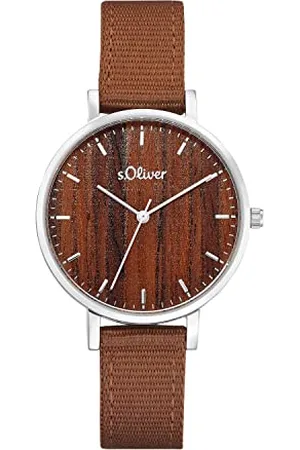 QS by s.Oliver Armbanduhr Damen Quarzuhr Analog, mit Nylon Armband, Braun, 3 bar Wasserdicht, Kommt in Uhren Geschenk Box
