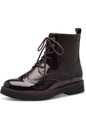 QS by s.Oliver Damen Schnürstiefel ohne Absatz mit Reißverschluss Vegan, Braun (Dark Brown), 39 EU