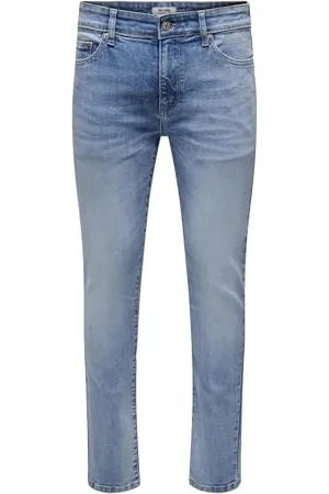Only & Sons ONLY&SONS Herren Slim Fit Jeans helle Waschung niedrige Taille 5-Pocket Reißverschluss, Farben: , Größe Jeans:29W / 32L, Beinlänge:L32