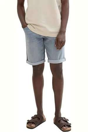 TOM TAILOR Herren Slim Jeans Bermuda Shorts mit Stretch, blue grey denim, 38