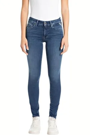 Replay Damen Jeans New Luz Skinny-Fit ResinPlus+, Blau , 32W / 32L