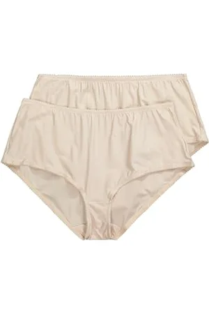 Ulla Popken Damen Midislips, 2er-Pack, Nadelstreifen, höher geschnitten Slip, , 50-52