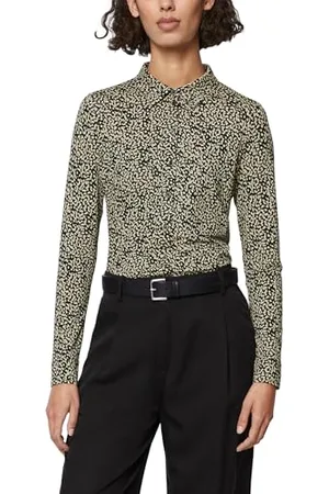 Marc O’ Polo Marc OߴPolo Damen Jerseybluse mit Spitzkragen Langarm, Mehrfarbig (Multi), XL