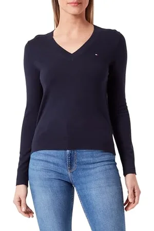 Tommy Hilfiger Damen Pullover Co Jersey Stitch Sweater V-Ausschnitt, , S