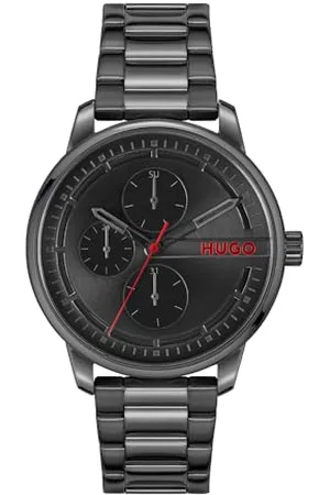 HUGO BOSS Multi Zifferblatt Quarz Uhr für Herren Kollektion #Stamp Multi mit Schwarzes Edelstahlarmband - 1530369