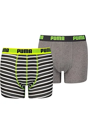 PUMA Unisex Kinder Boys Everyday Striped Boxers Unterwäsche, Fluo Yellow/Grey, 176 EU