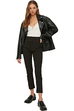 Trendyol Damen Zigarettenhose Mit Schwarzen Beli Pants, , 42 EU