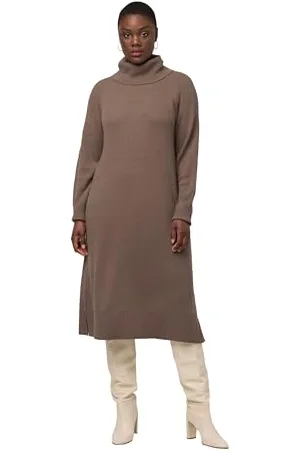 Ulla Popken Damen, große Größen, Strickkleid mit Turtleneck und Schlitz