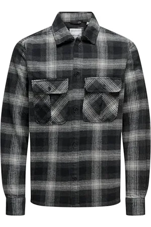 Only & Sons ONLY&SONS Herren Hemd gewebt Regular Fit Hemdkragen Knopfleiste Brusttaschen, Farben: , Größe Hemd:L