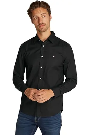 Tommy Hilfiger Herren Hemd Flex Poplin Kent Collar Businesshemd, Schwarz (Black), 3XL