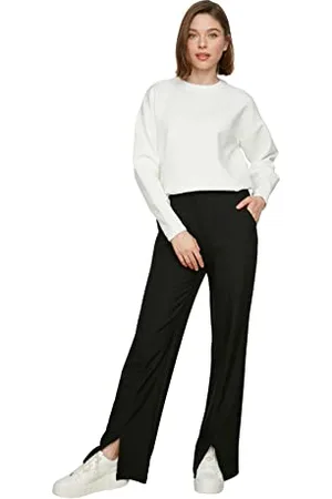 Trendyol Damen Women Basics Normal Waist Wide Leg Straight Modest Pants Hose, , 66