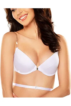 Vivisence Damen Push-Up BH Mit Transparente Trägern Rückenfreier Bügel BH Durchsichtigen Trägern Für Rückenfreies Kleid, BH Einlagen Push, ,85D