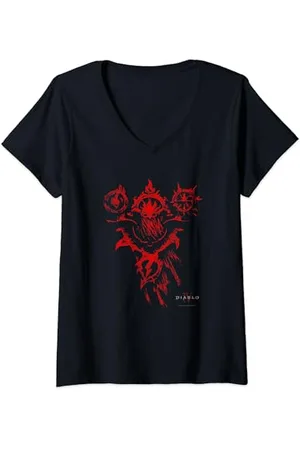 Diablo Damen IV Sorcerer Sigil Distressed Red Armor T-Shirt mit V-Ausschnitt
