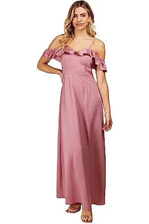 Little Mistress Damen Rose Satin Maxi Brautjungfernkleid, , 36