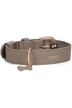 Zwei Hundehalsband Leo LE15 aus hochwertigem Kunstleder, Elegantes Halsband verstellbar für mittelgroße & große Hunde mit Halsumfang von 37-50 cm