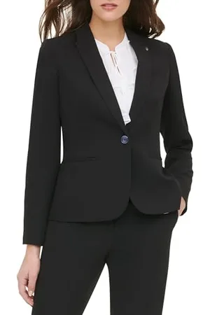 Tommy Hilfiger Damen Blazer - Business Jacke mit schmeichelnder Passform und EIN-Knopfverschluss, Black, 36