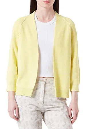Taifun Damen Offene Strickjacke mit 3/4 Arm 3/4 Arm, Ärmelbündchen Melange 34