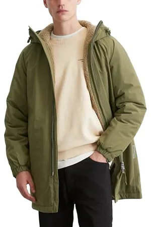 Marc O’ Polo Marc OߴPolo Denim Herren Parka mit Kapuze wasserabweisend, Grün , M