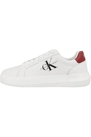 Calvin Klein Jeans Herren Chunky Sole Sneaker Chunky Cupsole Monologo Schuhe, Weiß (White/Merlot), 44