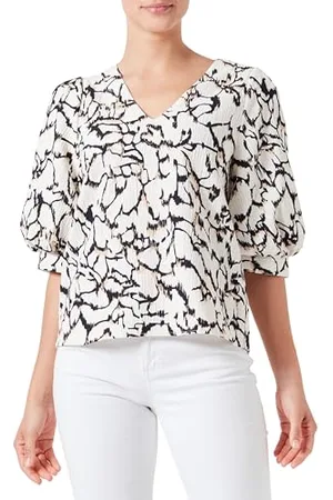 Taifun Damen Bluse mit Puffärmeln Puffärmel, halber Arm Gemustert 40