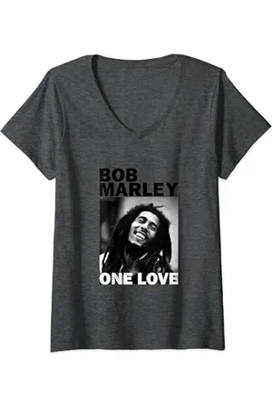Bob Marley Damen Offizielles One Love Foto T-Shirt mit V-Ausschnitt