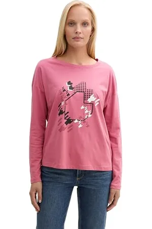 TOM TAILOR Damen Longsleeve aus Bio-Baumwolle mit Print, , XS