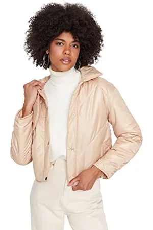 Trendyol Damen Damen Regular Standard Plain Webstoff Winterjacke Coat, , L EU