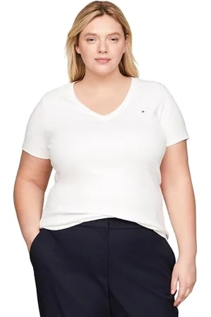 Tommy Hilfiger Damen T-Shirt Kurzarm Slim Cody V-Ausschnitt, , 50