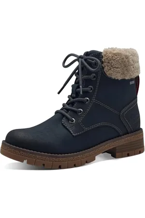 QS by s.Oliver Damen Stiefeletten zum Schnüren mit Reißverschluss Wasserabweisend, Blau , 41 EU
