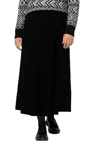 Ulla Popken Damen Punto di Roma wrap Skirt with Utility Pocket Rock, , 54-56