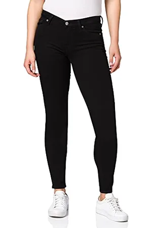 7 for all Mankind Damen The Skinny Rinsed Black Jeans, Black, 27W 30L EU