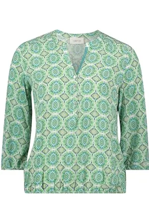 Cartoon Damen Casual-Bluse mit Muster Green/Blue,36