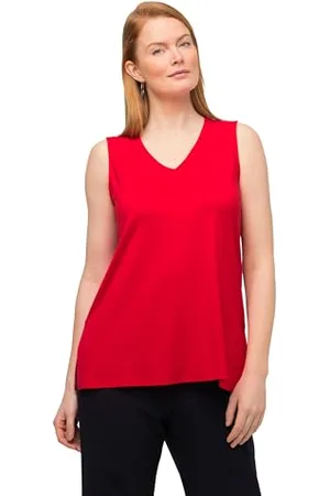 Ulla Popken Damen Basic-top mit V-ausschnitt T Shirts, , 50-52 EU