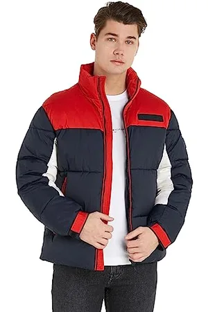 Tommy Hilfiger Herren Jacke Puffer Jacket Winterjacke, Mehrfarbig (Rwb Colourblock), XXL