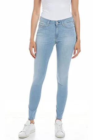 Replay Damen Jeans Luzien Skinny-Fit mit Power Stretch, (Blau), 25W / 32L