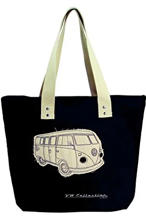 Brisa VW Collection - Volkswagen Wiederverwendbare Canvas-Einkaufs-Tüte-Strand-Tasche mit T1 Bulli Bus Motiv (Silhouette/ )