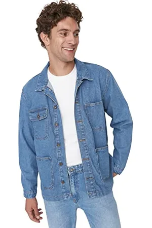 Trendyol Herren Herren Regular Basic Plain Denim Jacke Coat, Indigoblau, M EU
