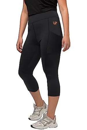 Ulla Popken Damen 3/4-Leggings, wadenlang, High Waist, schnelltrocknend Leggings, , 58-60