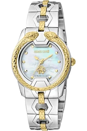 Roberto Cavalli Damen Analog Quarz Uhr mit Edelstahl Armband RV1L168M0051