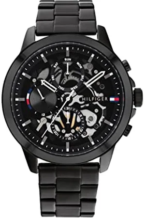 Tommy Hilfiger Multi Zifferblatt Quarz Uhr für Herren mit Schwarzes Edelstahlarmband - 1710478